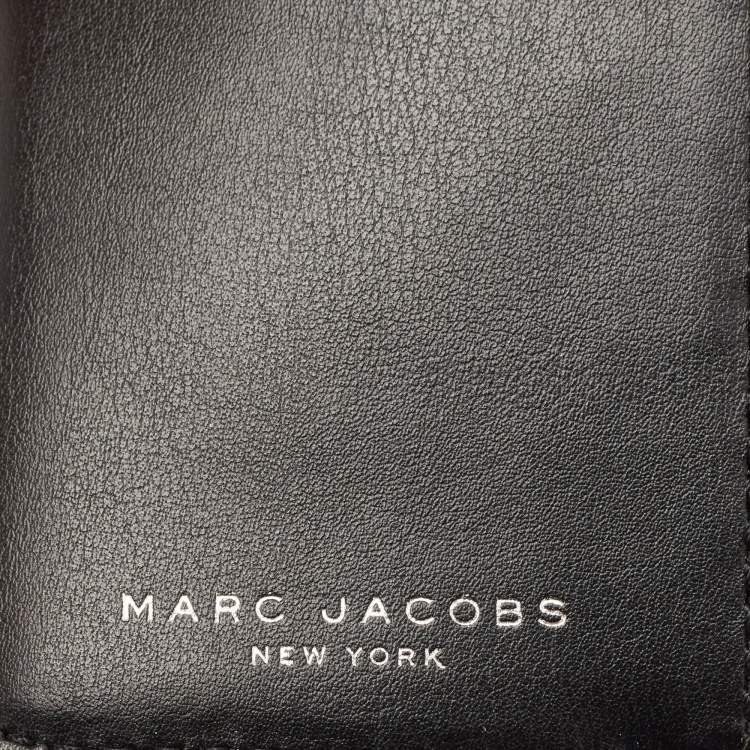 Pre Owned Marc Jacobs Blue/Black Leather Colorblock Compact Wallet