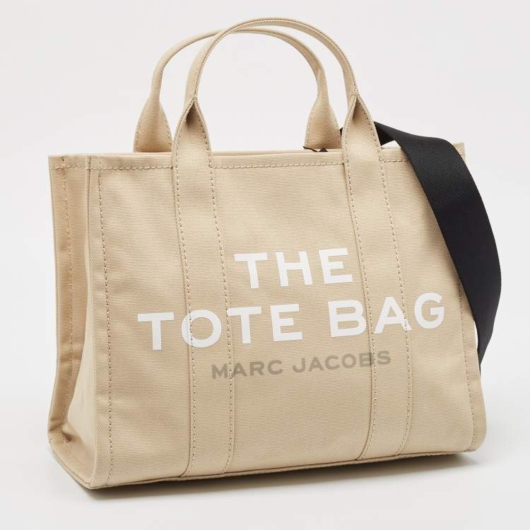 Pre Owned Marc Jacobs Beige/Black Canvas Medium The Tote Bag 