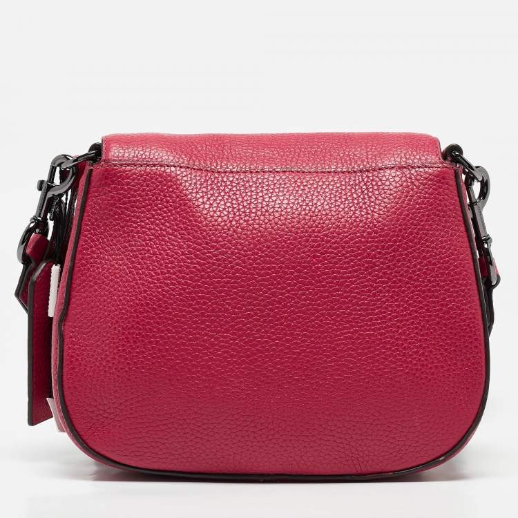 Pre Owned Marc Jacobs Fuchsia Leather Recruit Nomad Saddle Shoulder Bag