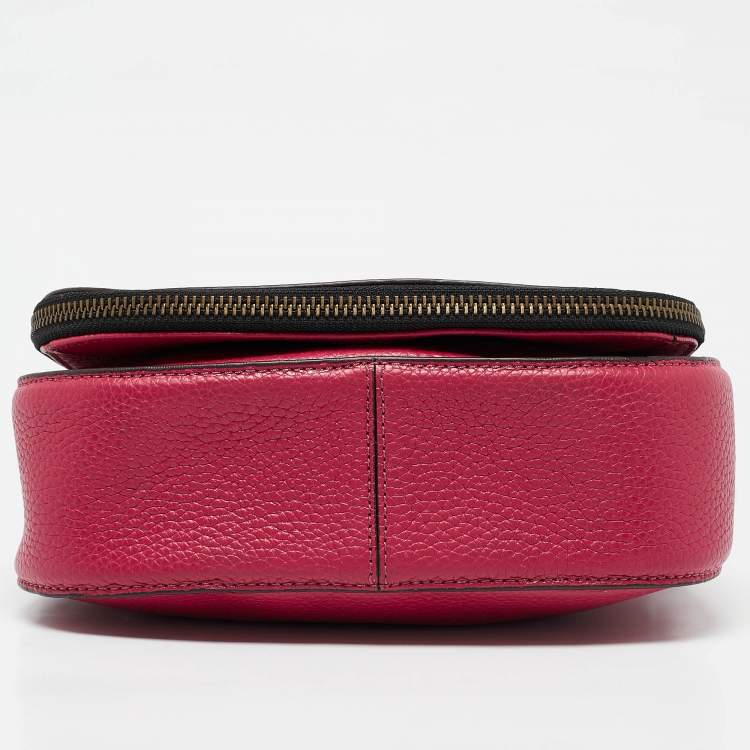 Pre Owned Marc Jacobs Fuchsia Leather Recruit Nomad Saddle Shoulder Bag
