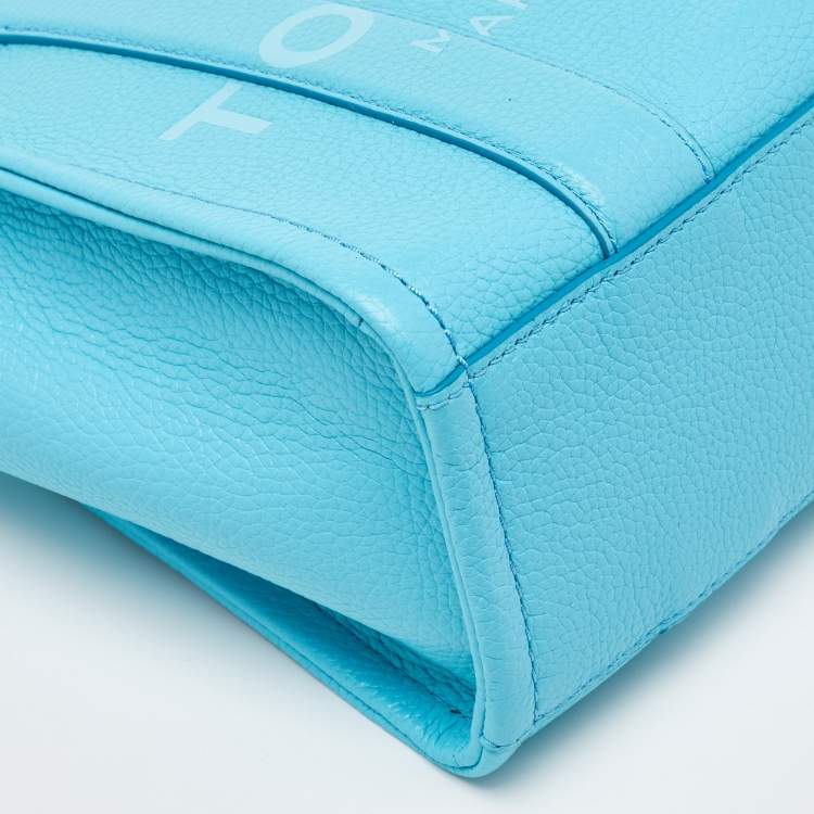 Pre Owned Marc Jacobs Aqua Blue Leather Small The Tote
