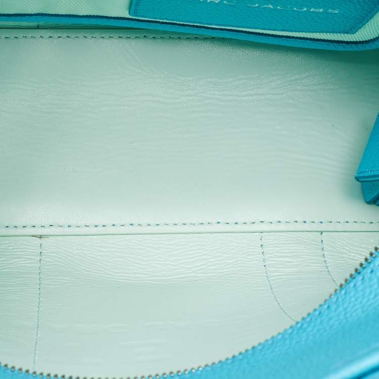 Pre Owned Marc Jacobs Aqua Blue Leather Small The Tote
