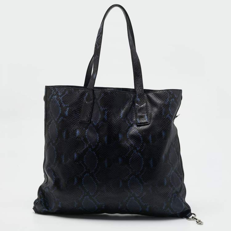 Pre Owned Marc Jacobs Blue/Multicolor Python Embossed Leather Charms Wingman Tote