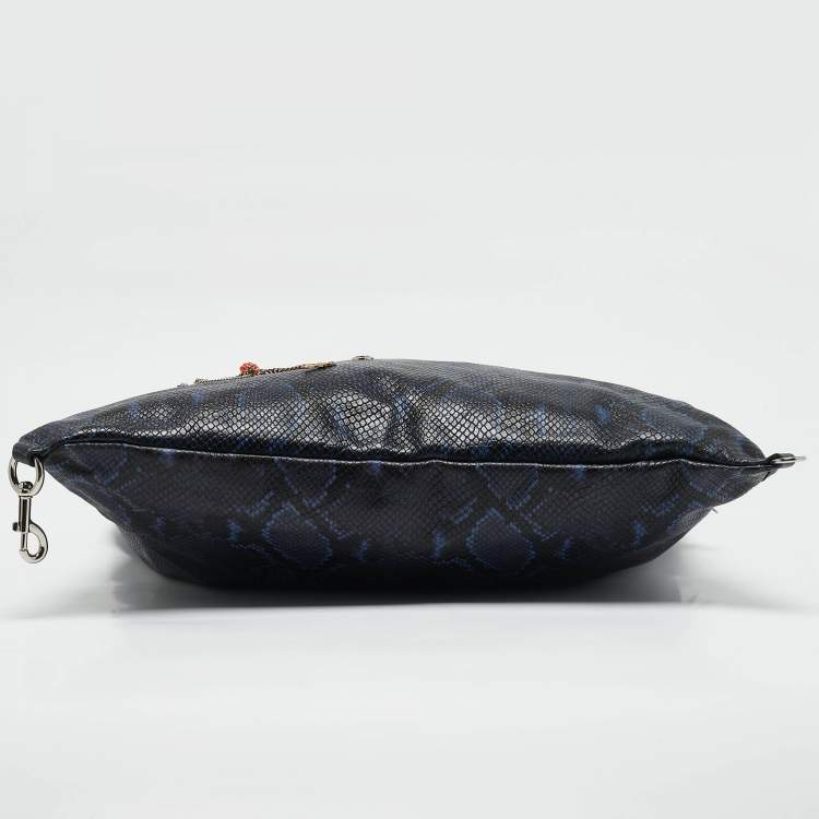 Pre Owned Marc Jacobs Blue/Multicolor Python Embossed Leather Charms Wingman Tote
