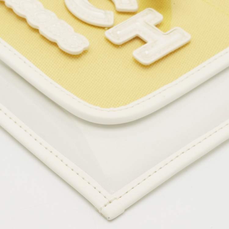 Pre Owned Marc Jacobs White Leather and PVC The Pouch Wristlet Pouch