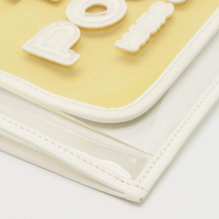 Pre Owned Marc Jacobs White Leather and PVC The Pouch Wristlet Pouch