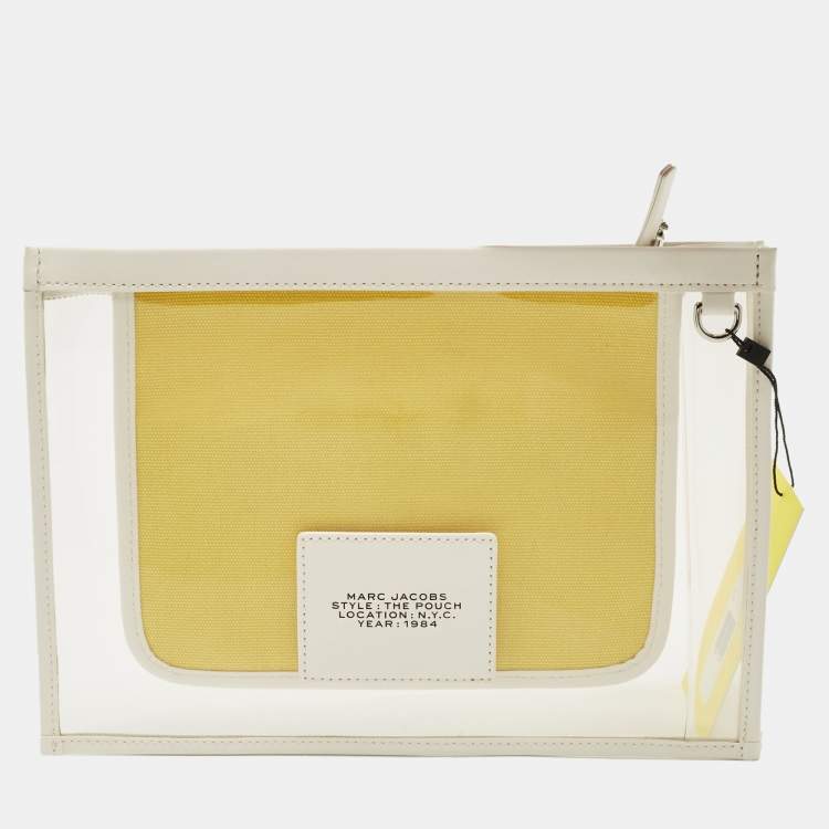 Pre Owned Marc Jacobs White Leather and PVC The Pouch Wristlet Pouch