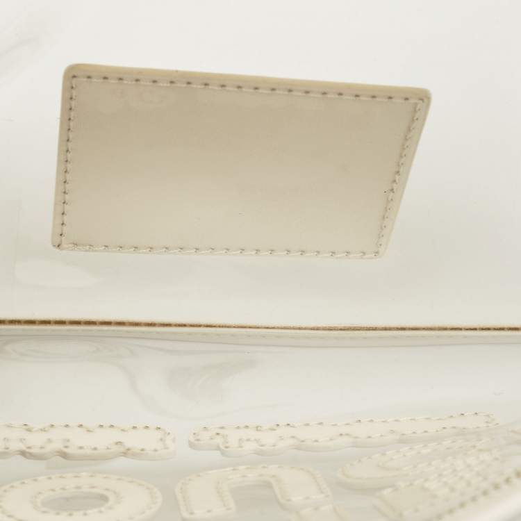 Pre Owned Marc Jacobs White Leather and PVC The Pouch Wristlet Pouch