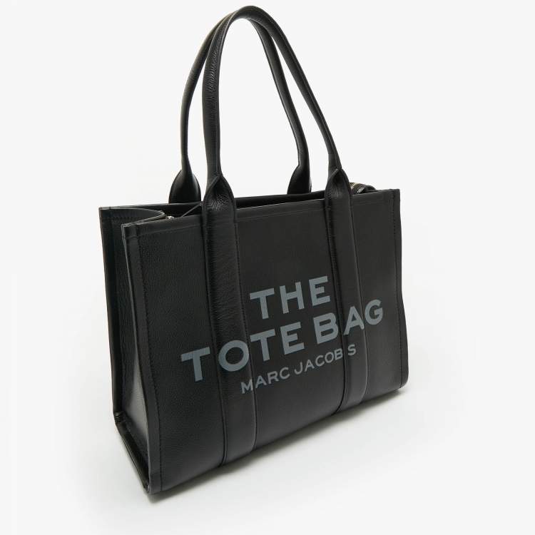 Pre Owned Marc Jacobs Black Leather Large The Tote Bag