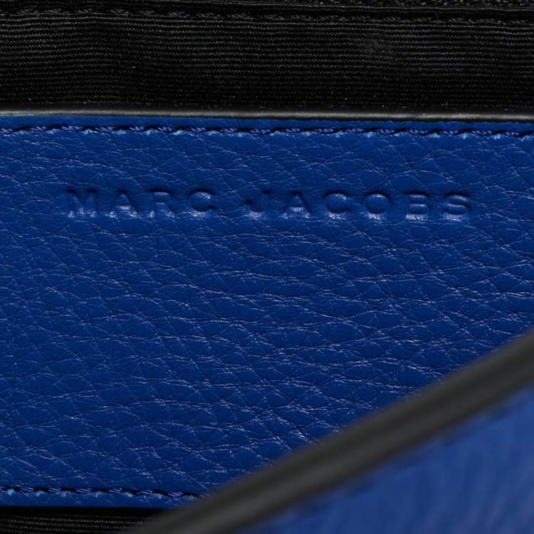 Pre Owned Marc Jacobs Crystals Embellished Flap Blue Leather Shoulder Bag