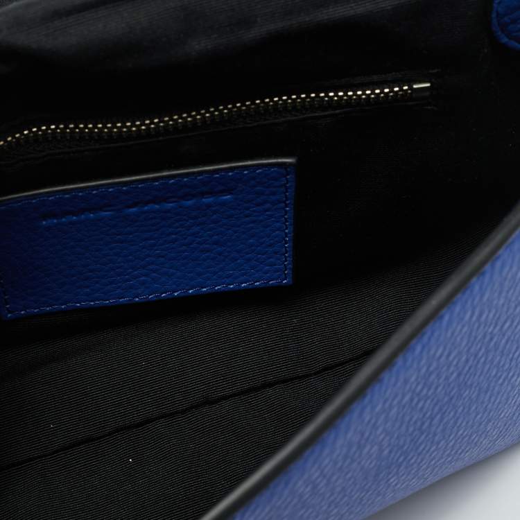 Pre Owned Marc Jacobs Crystals Embellished Flap Blue Leather Shoulder Bag