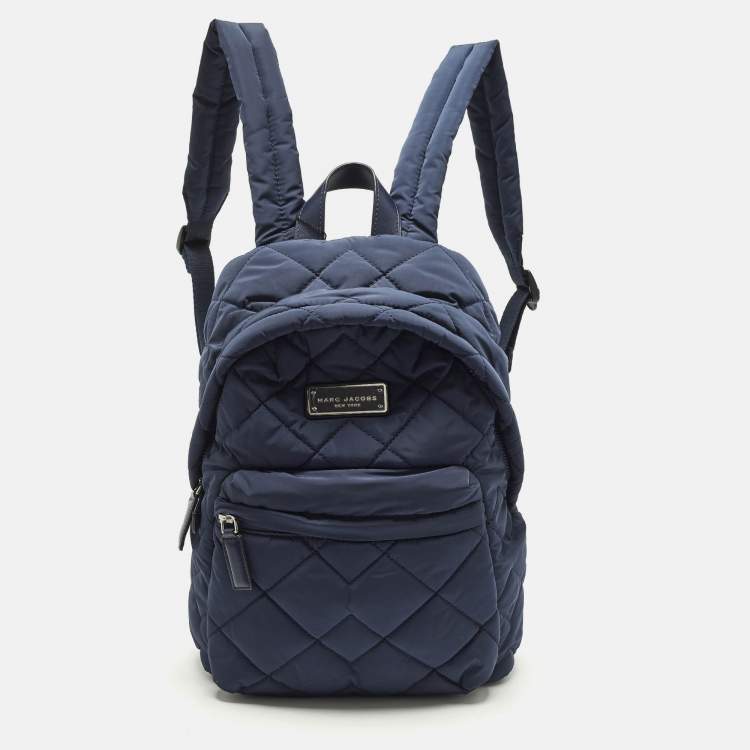 مملوكة مسبقًا Marc Jacobs Front Pocket Navy Blue Quilted Nylon Backpack