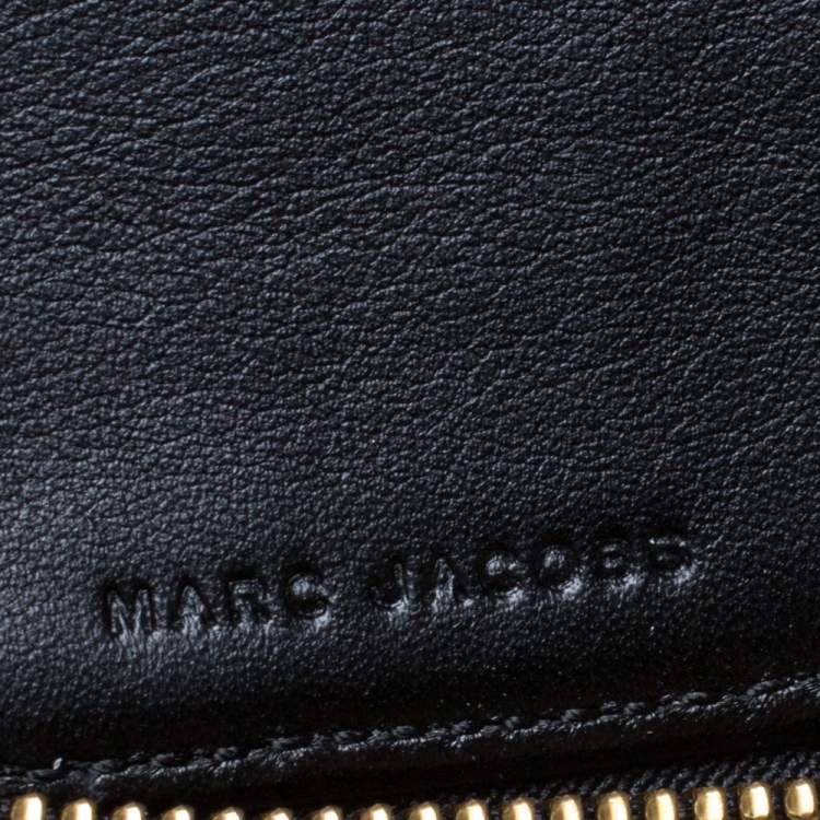 Pre Owned Marc Jacobs Blue Denim Patchwork Zip Around Wallet
