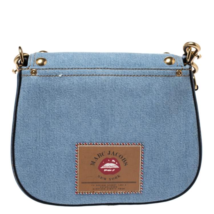 مملوكة مسبقًا Marc Jacobs Blue Denim and Leather Small Studded Nomad Crossbody Bag