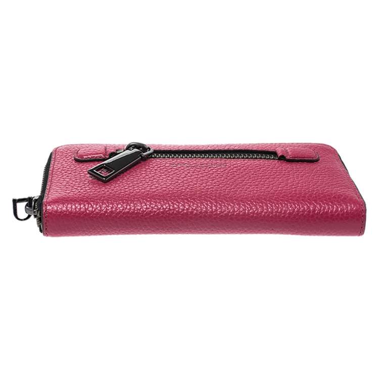 Pre Owned Marc Jacobs Raspberry Pink Leather Gotham Zip Around Wallet