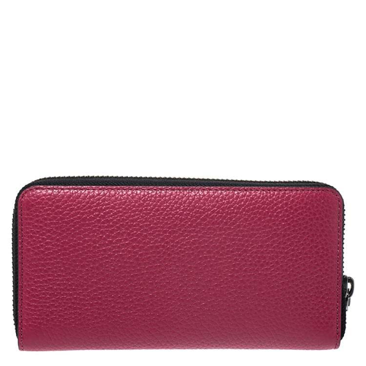 Pre Owned Marc Jacobs Raspberry Pink Leather Gotham Zip Around Wallet