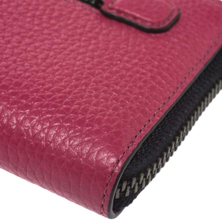Pre Owned Marc Jacobs Raspberry Pink Leather Gotham Zip Around Wallet