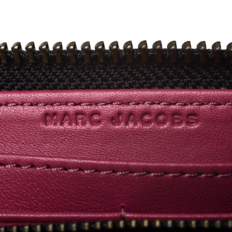 Pre Owned Marc Jacobs Raspberry Pink Leather Gotham Zip Around Wallet