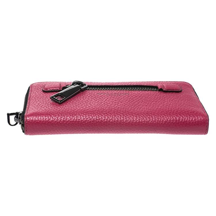 Pre Owned Marc Jacobs Raspberry Pink Leather Gotham Zip Around Wallet