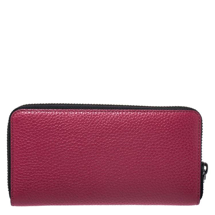 Pre Owned Marc Jacobs Raspberry Pink Leather Gotham Zip Around Wallet