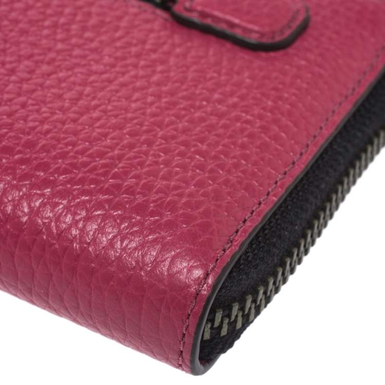 Pre Owned Marc Jacobs Raspberry Pink Leather Gotham Zip Around Wallet