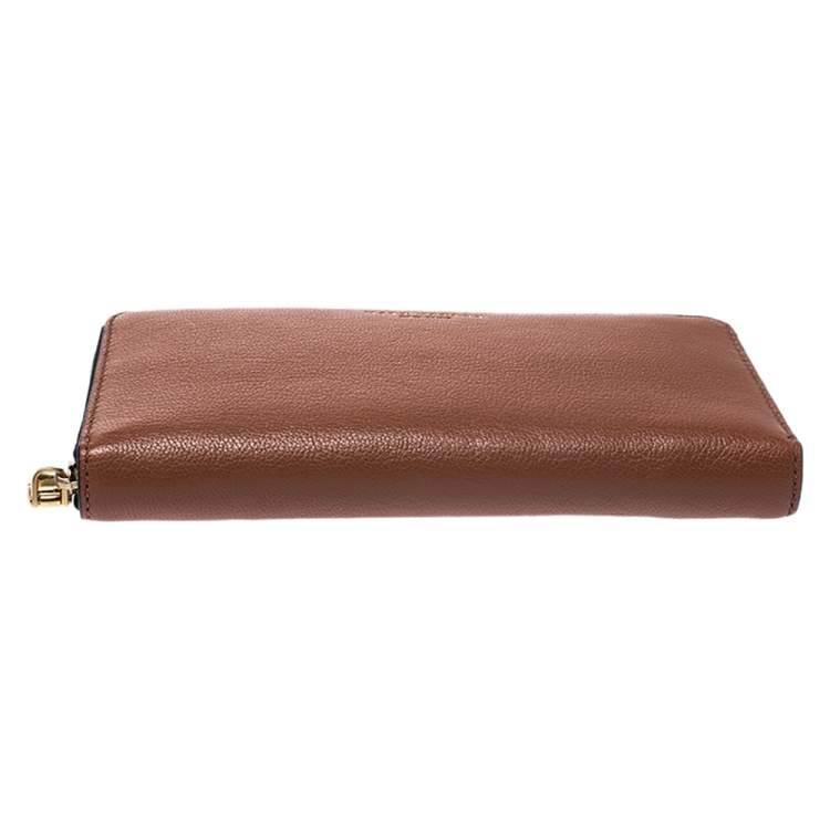 Pre Owned Marc Jacobs Caramel Brown Leather Zip Around Wallet