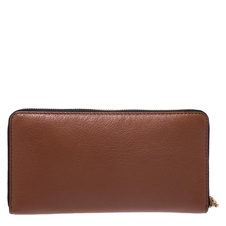 Pre Owned Marc Jacobs Caramel Brown Leather Zip Around Wallet