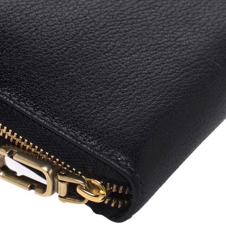 Pre Owned Marc Jacobs Black Leather Zip Around Wallet