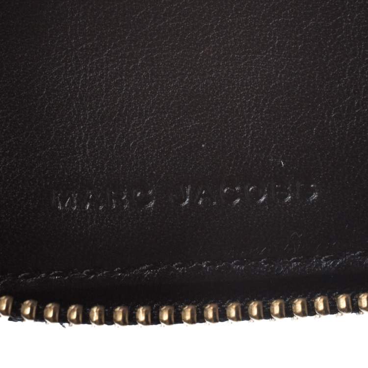 Pre Owned Marc Jacobs Blue Denim Patchwork Wristlet Zip Around Wallet