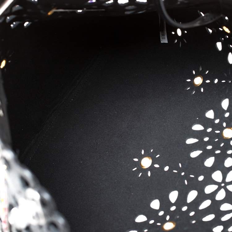 Pre Owned Marc Jacobs Black Laser Cut Leather Embellished Wingman Tote