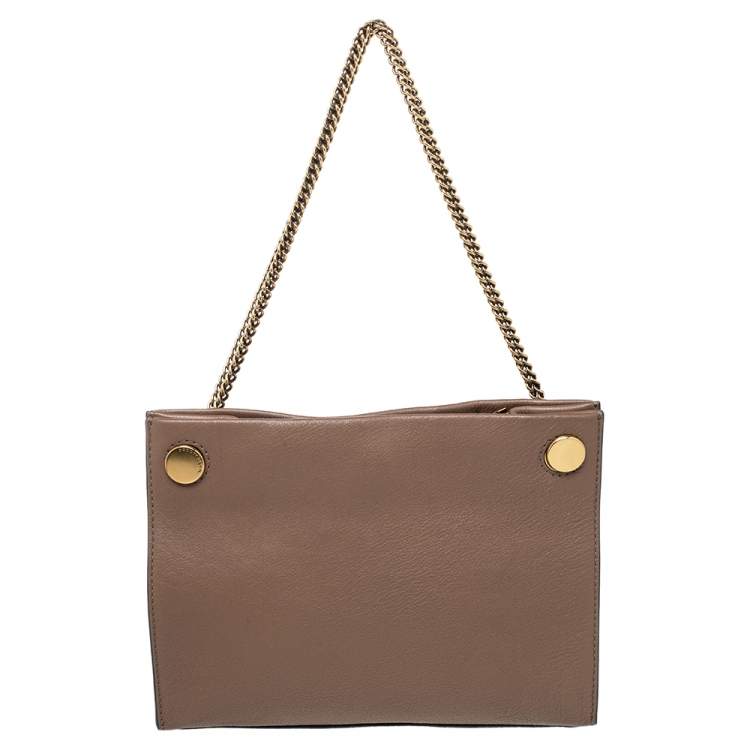 Pre Owned Marc Jacobs Pale Brown Leather Double Link 27 Shoulder Bag