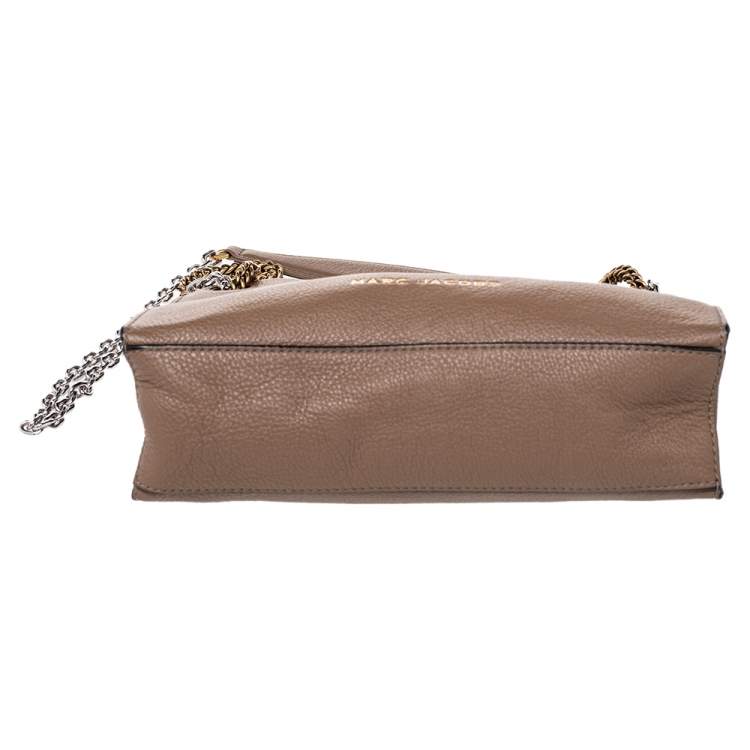 Pre Owned Marc Jacobs Pale Brown Leather Double Link 27 Shoulder Bag