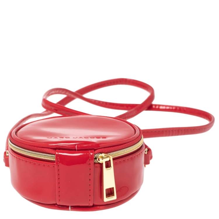 Pre Owned Marc Jacobs Red Patent Leather Round Crossbody Bag
