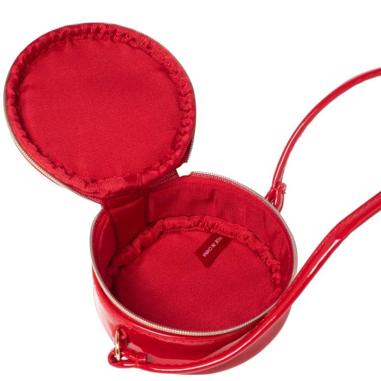 Pre Owned Marc Jacobs Red Patent Leather Round Crossbody Bag