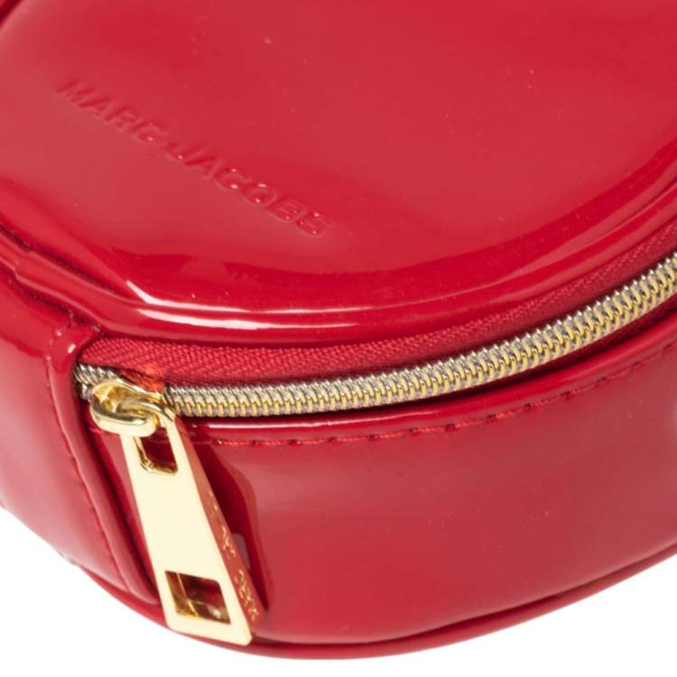 Pre Owned Marc Jacobs Red Patent Leather Round Crossbody Bag