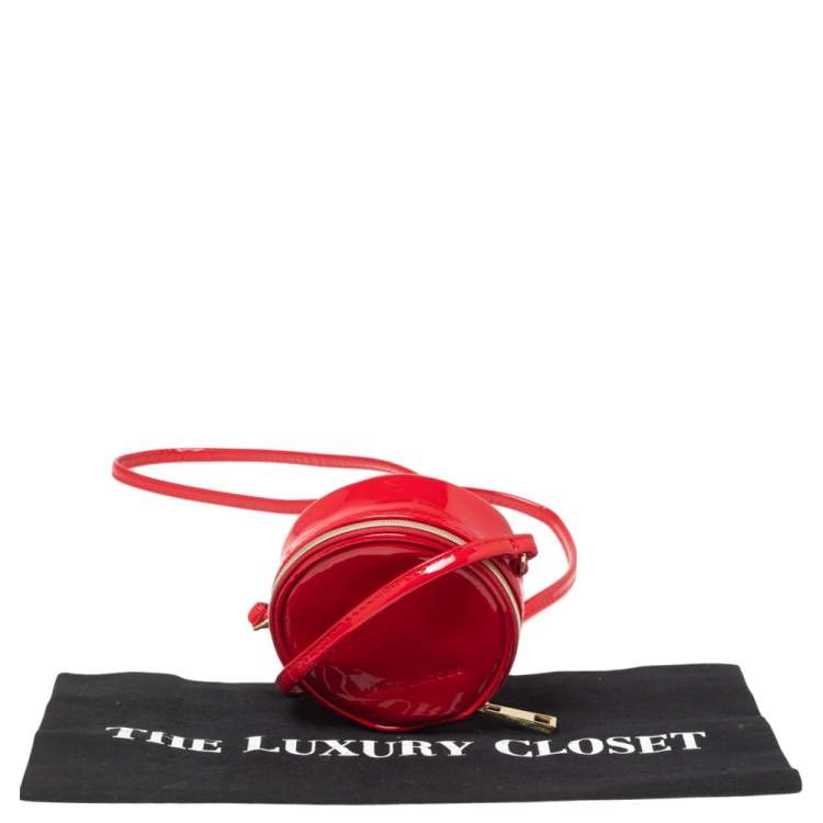 Pre Owned Marc Jacobs Red Patent Leather Round Crossbody Bag