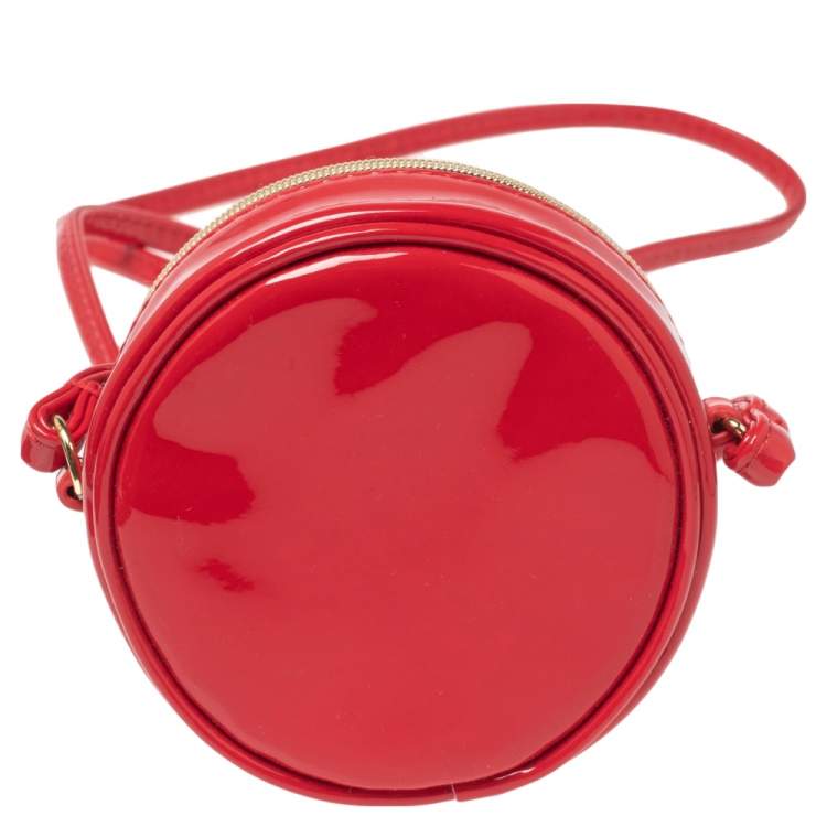 Pre Owned Marc Jacobs Red Patent Leather Round Crossbody Bag