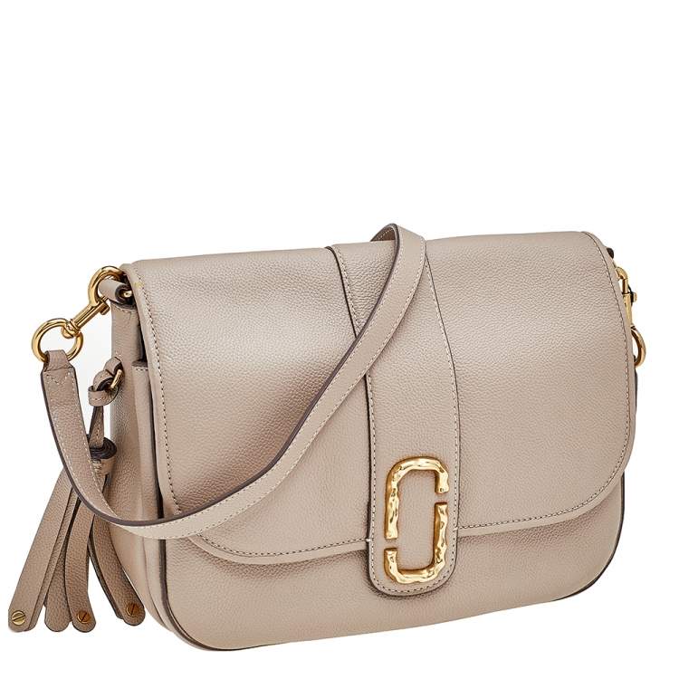 Pre Owned Marc Jacobs Beige Leather Interlock Messenger
