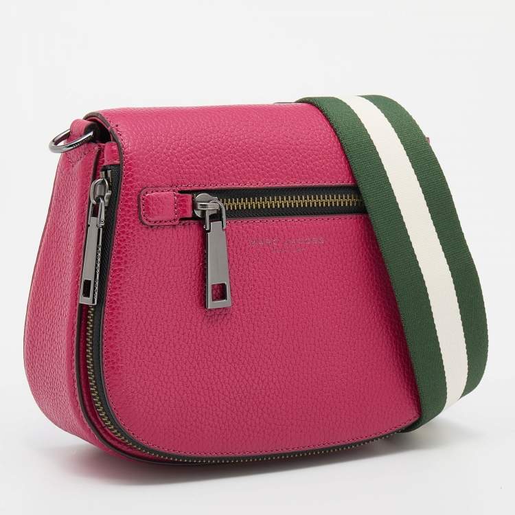 Pre Owned Marc Jacobs Raspberry Leather Recruit Nomad Saddle Shoulder Bag