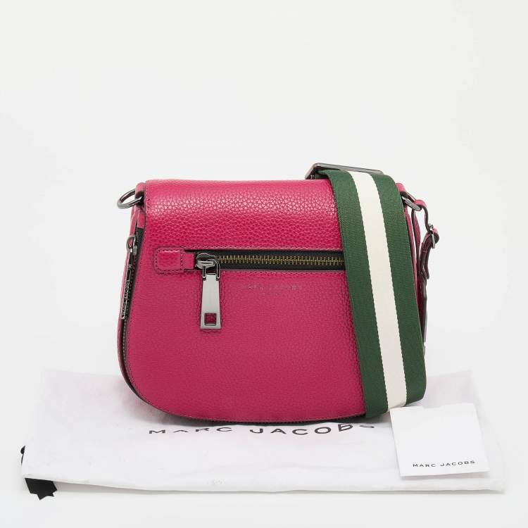 Pre Owned Marc Jacobs Raspberry Leather Recruit Nomad Saddle Shoulder Bag