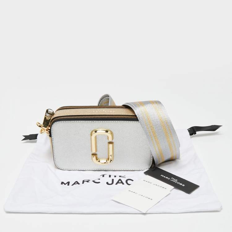 Pre Owned Marc Jacobs Silver/Gold Saffiano Leather Snapshot Camera Crossbody Bag