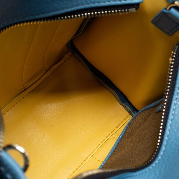 Pre Owned Marc Jacobs Blue Leather Mini Tote Bag