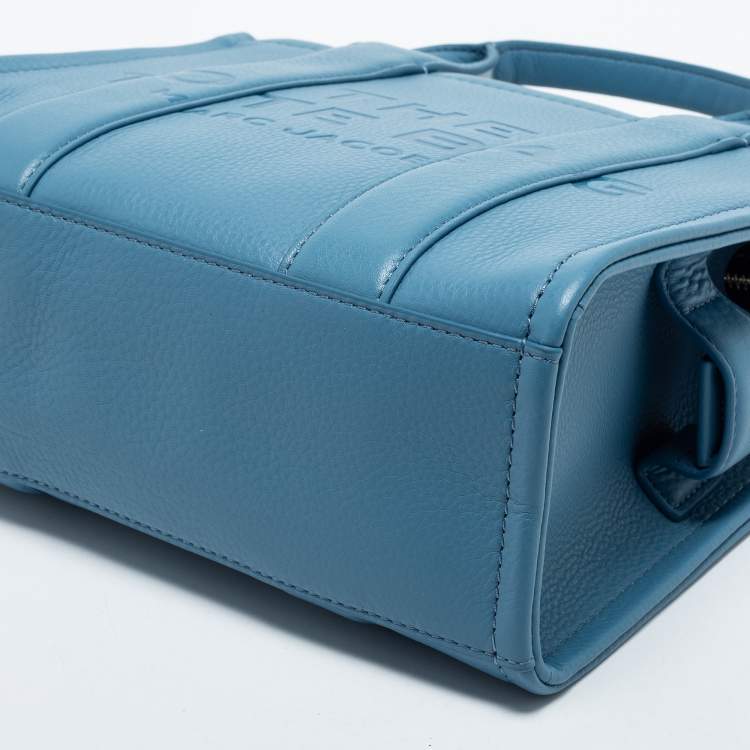 Pre Owned Marc Jacobs Blue Leather Mini Tote Bag