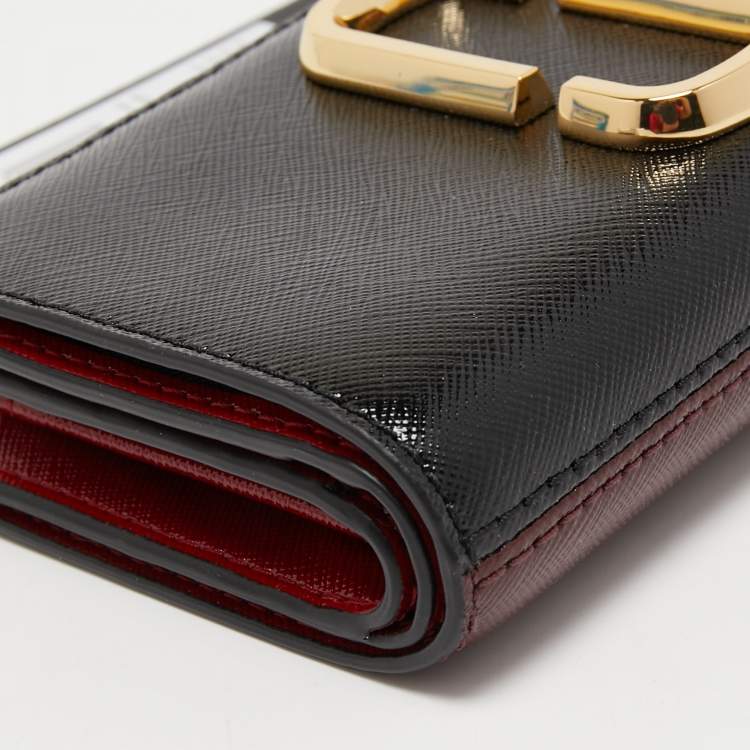 Pre Owned Marc Jacobs Tri Color Leather Snapshot Compact Wallet