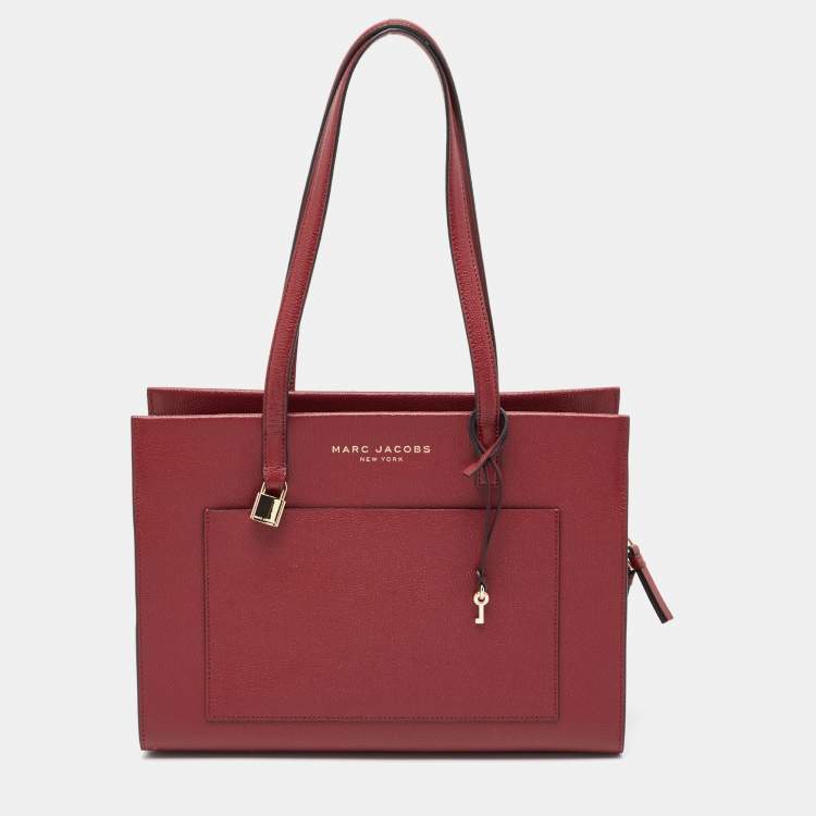 Pre Owned Marc Jacobs Burgundy Leather Work Tote