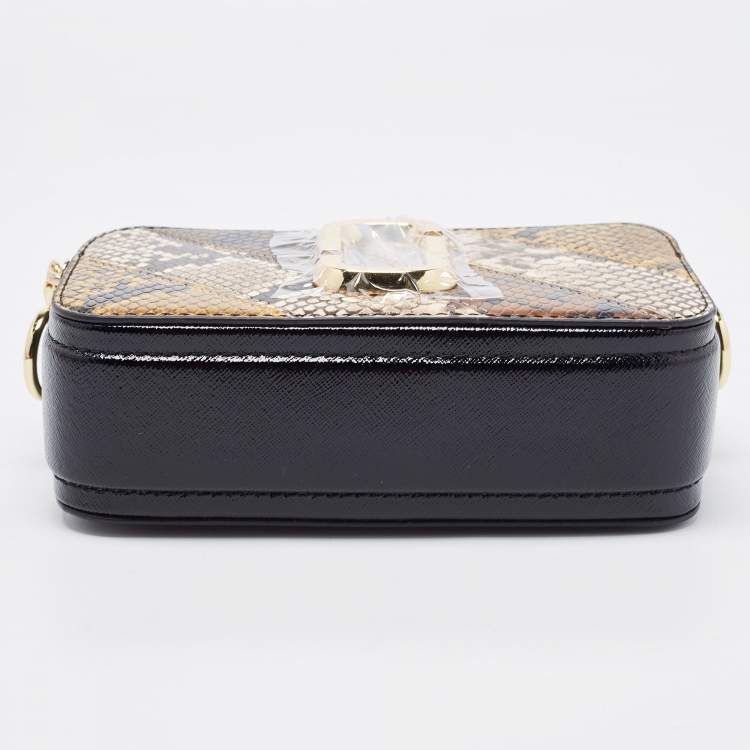 Pre Owned Marc Jacobs Tri Color Python Embossed Leather Snapshot Camera Crossbody Bag