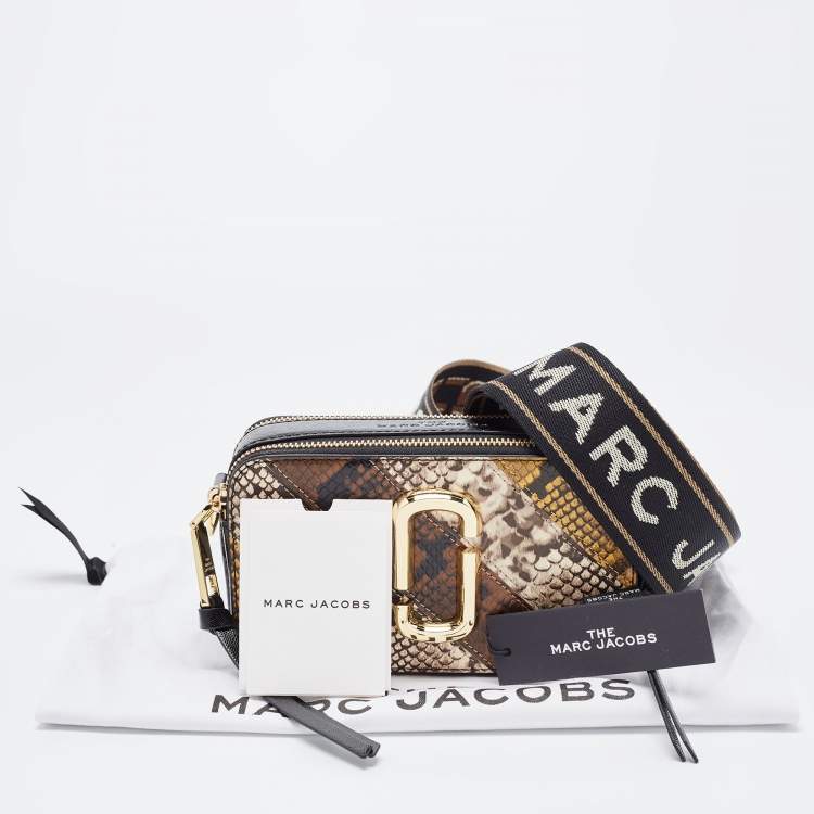 Pre Owned Marc Jacobs Tri Color Python Embossed Leather Snapshot Camera Crossbody Bag