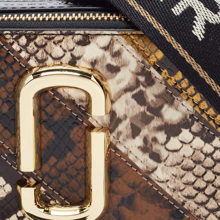 Pre Owned Marc Jacobs Tri Color Python Embossed Leather Snapshot Camera Crossbody Bag