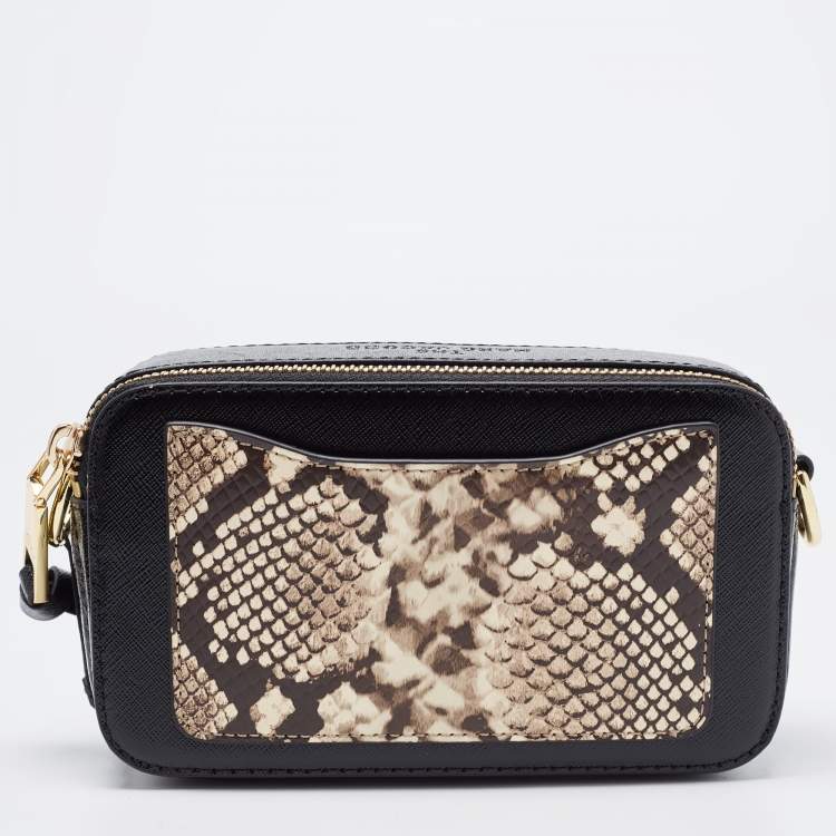 Pre Owned Marc Jacobs Tri Color Python Embossed Leather Snapshot Camera Crossbody Bag