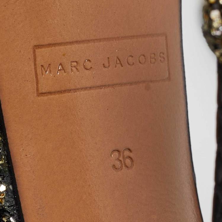 Pre Owned Marc Jacobs Black Python Embossed Leather Ankle Length Boots Size 36